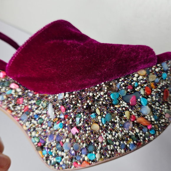 Sophia Webster Havisham Embellished Velvet Platform Sandals Size 38 US 7.5 - Picture 16 of 16